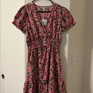Charlotte Russe Pink and Green Floral Dress